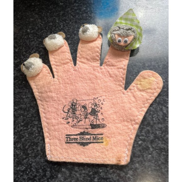 Vtg 1980's Three Blind Mice Hand Puppet Farmer's Wife Nursery Rhyme Pink Hand - Picture 1 of 7